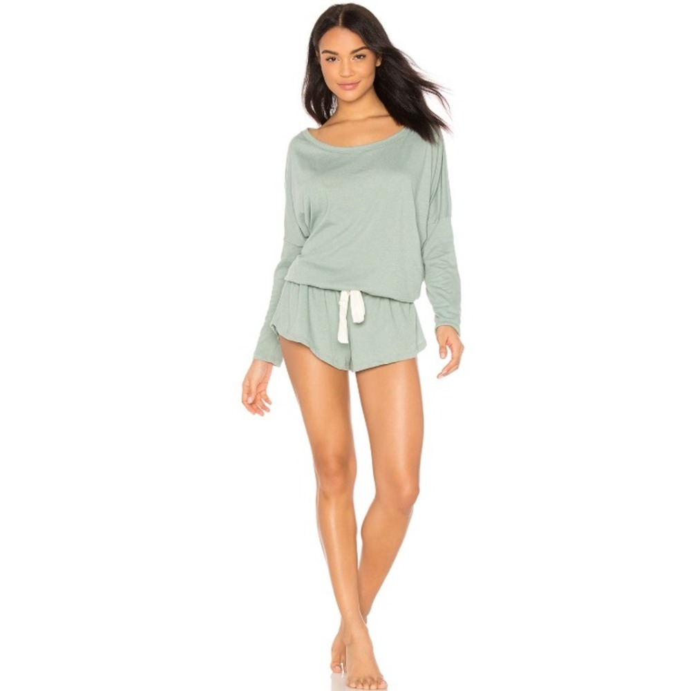Eberjey Heather the Lounge Teddy Womens Size Large Moss Green Pajama Loungewear